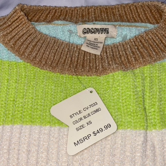 Cocovive soft and comfy Chenille Rainbow Striped sweater NWT XS, Small and Large - Picture 8 of 16
